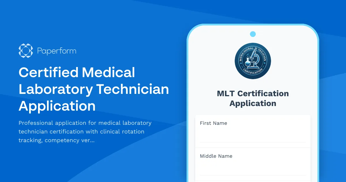 Certified Medical Laboratory Technician Application