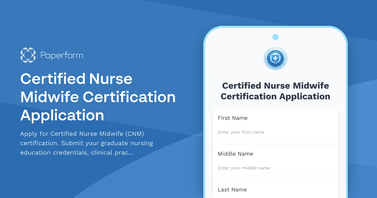 Certified Nurse Midwife Certification Application