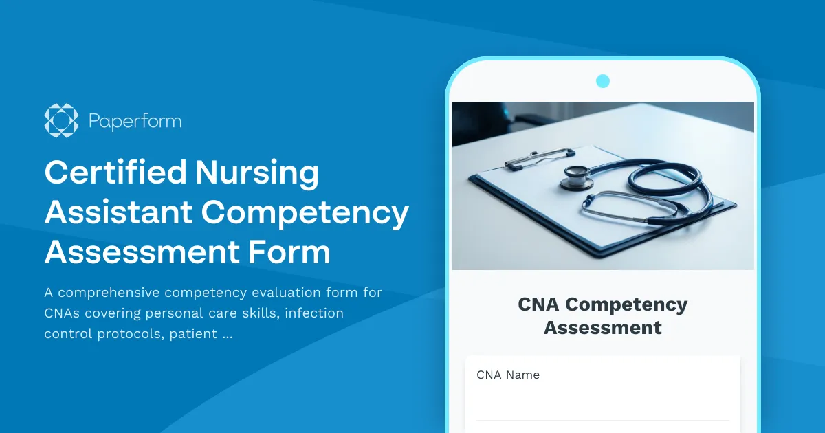 Certified Nursing Assistant Competency Assessment Form