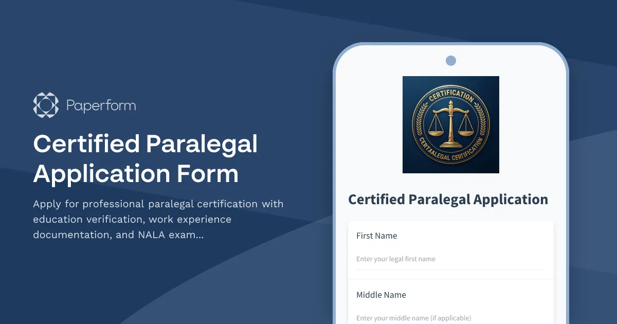 Certified Paralegal Application Form