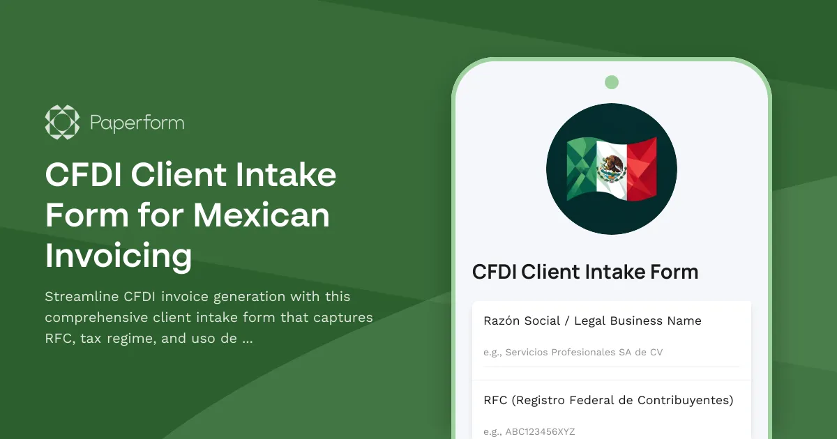 CFDI Client Intake Form for Mexican Invoicing