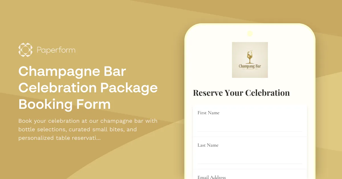 Champagne Bar Celebration Package Booking Form