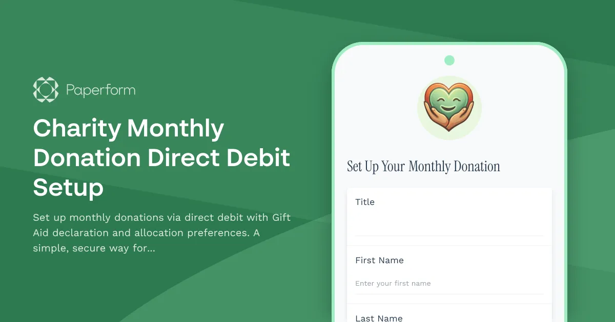 Charity Monthly Donation Direct Debit Setup