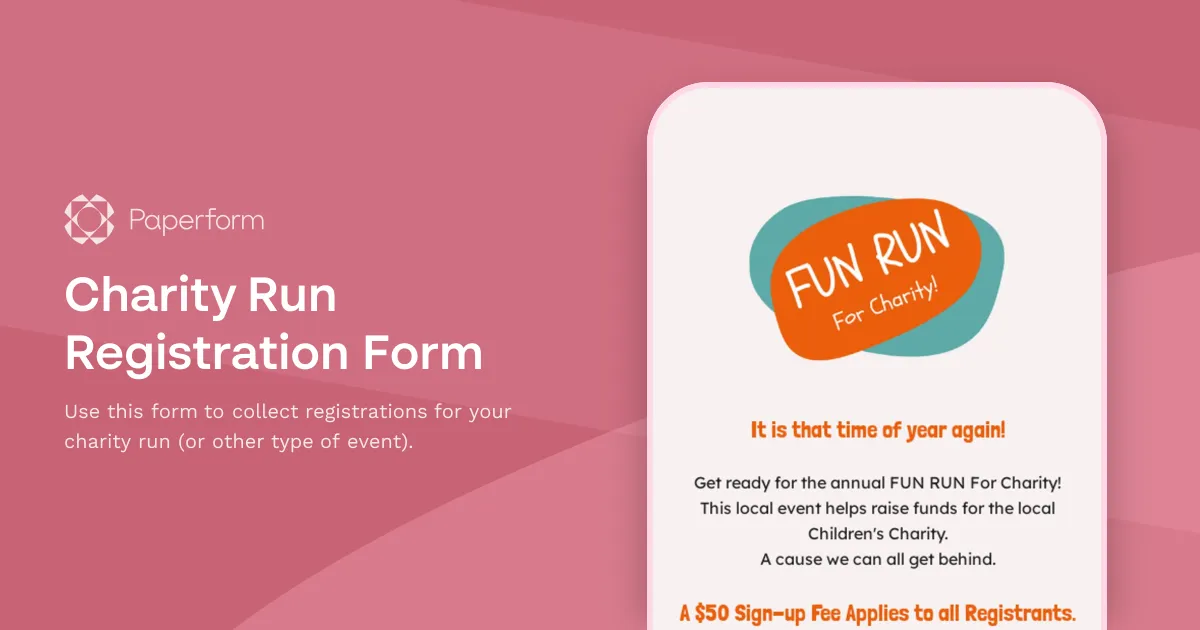 Charity Run Registration Form