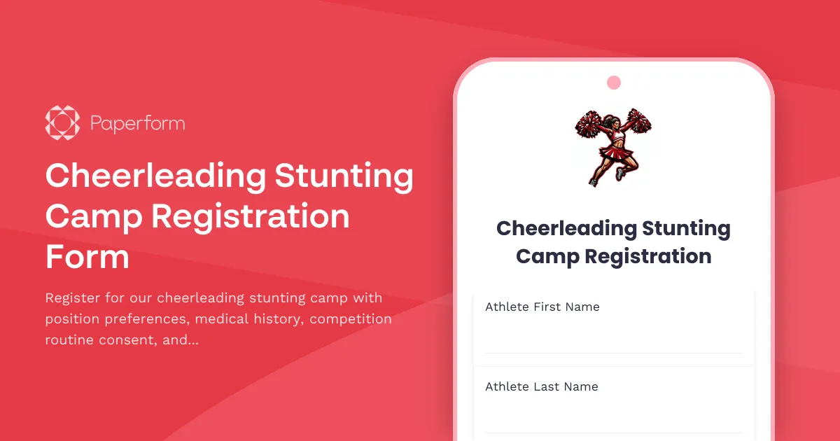 Cheerleading Stunting Camp Registration Form