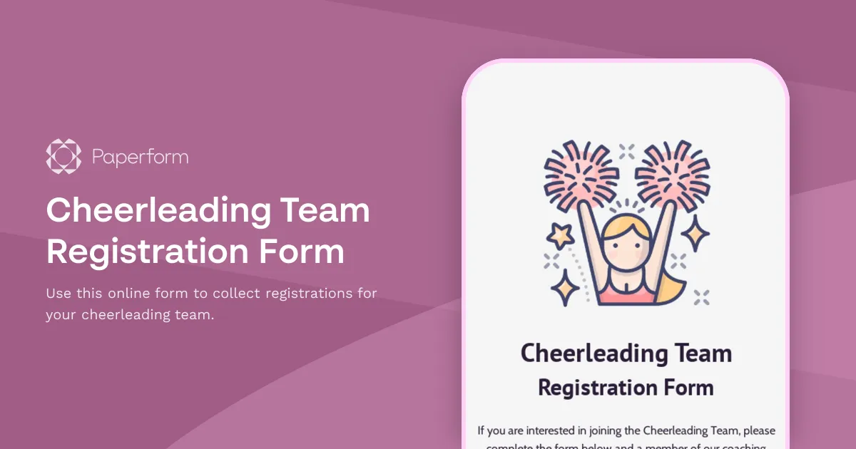Cheerleading Team Registration Form