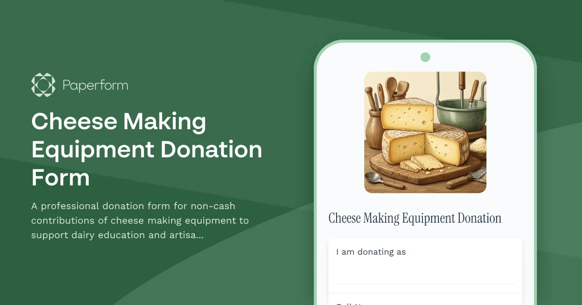 Cheese Making Equipment Donation Form