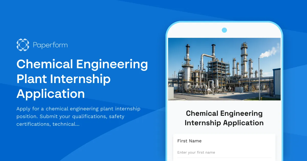 Chemical Engineering Plant Internship Application