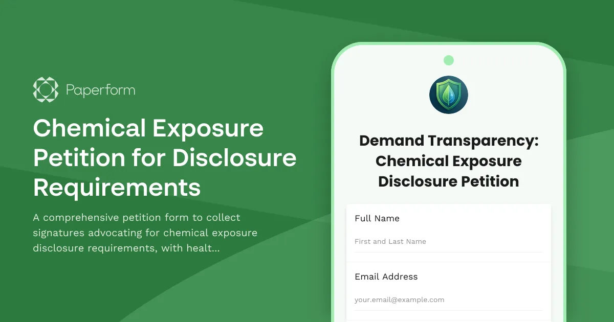 Chemical Exposure Petition for Disclosure Requirements