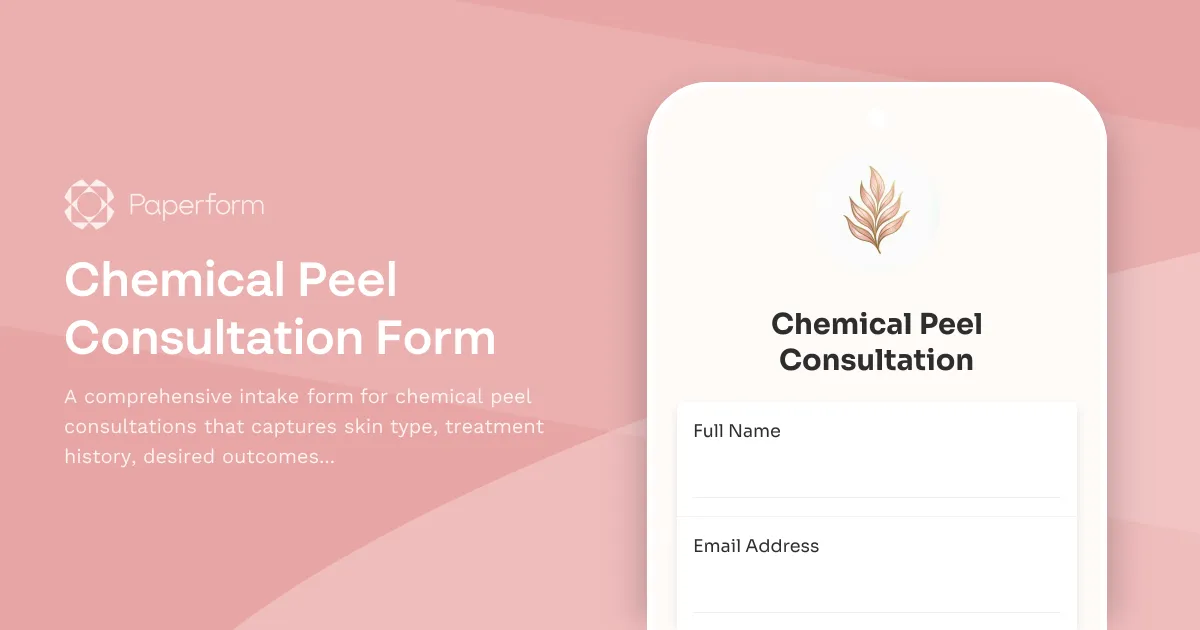 Chemical Peel Consultation Form
