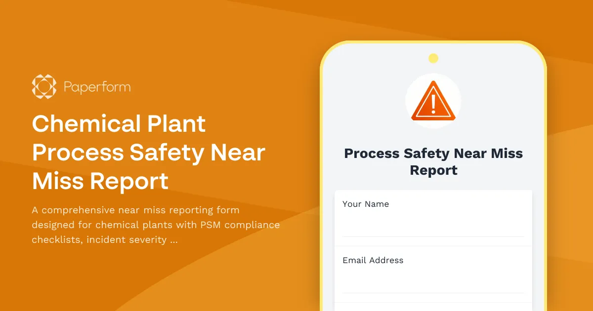 Chemical Plant Process Safety Near Miss Report
