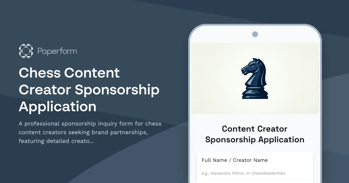 Chess Content Creator Sponsorship Application