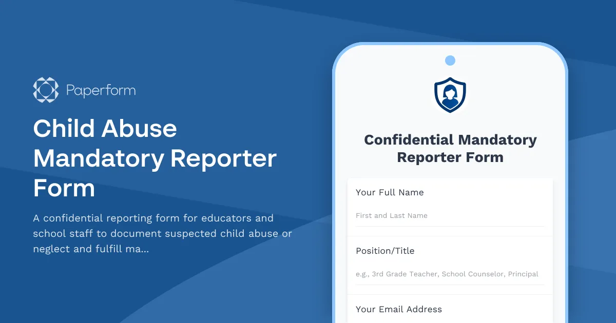 Child Abuse Mandatory Reporter Form