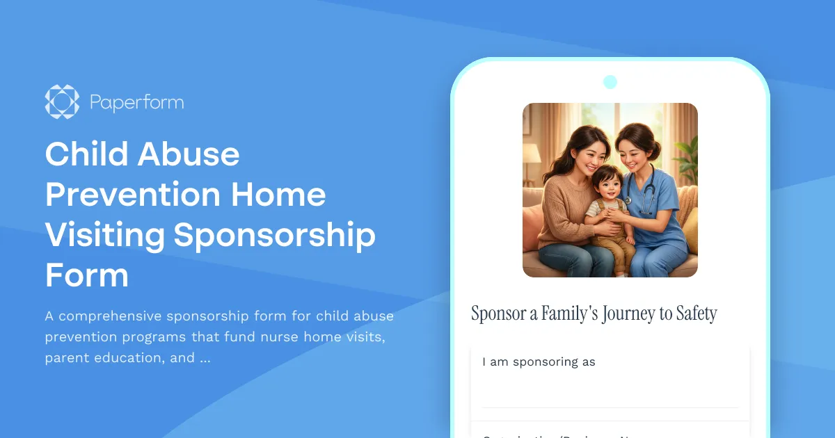 Child Abuse Prevention Home Visiting Sponsorship Form