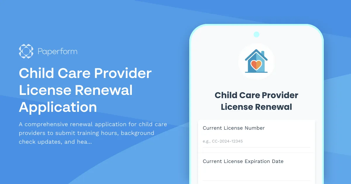 Child Care Provider License Renewal Application