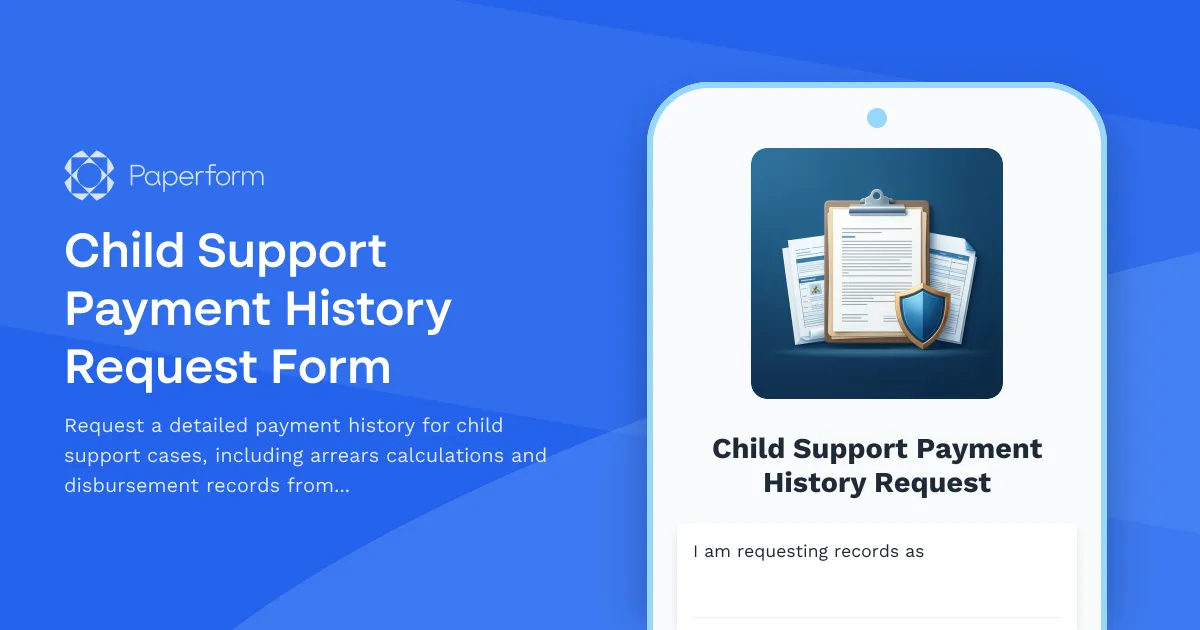 Child Support Payment History Request Form