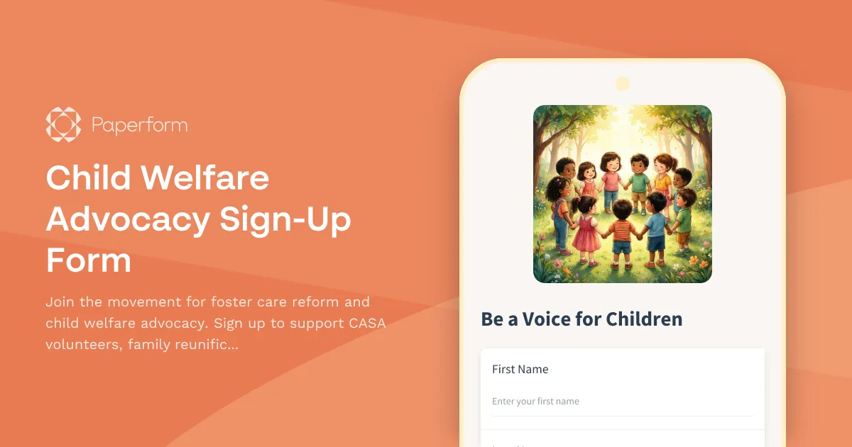 Child Welfare Advocacy Sign-Up Form