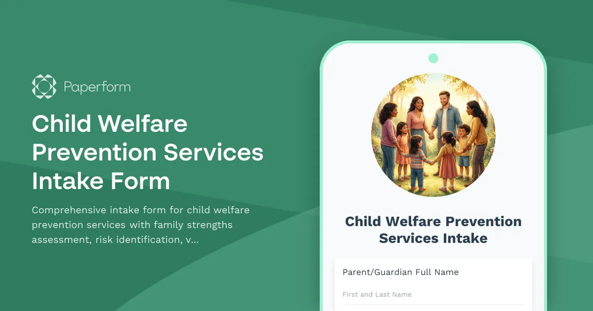 Child Welfare Prevention Services Intake Form