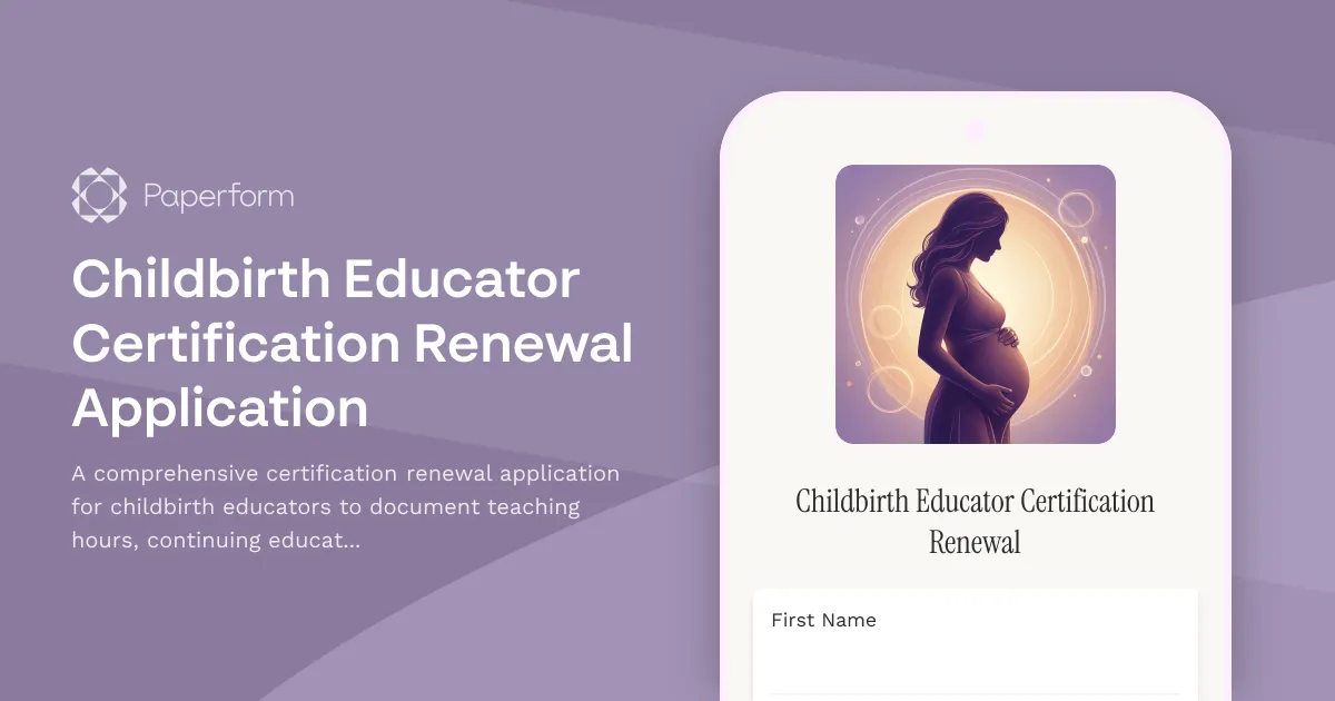 Childbirth Educator Certification Renewal Application