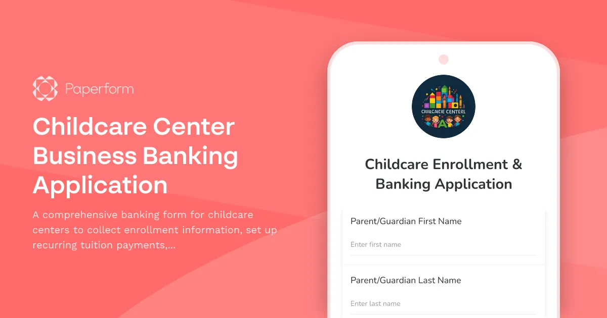 Childcare Center Business Banking Application