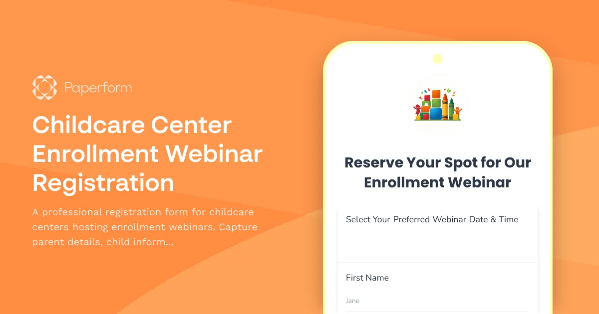 Childcare Center Enrollment Webinar Registration