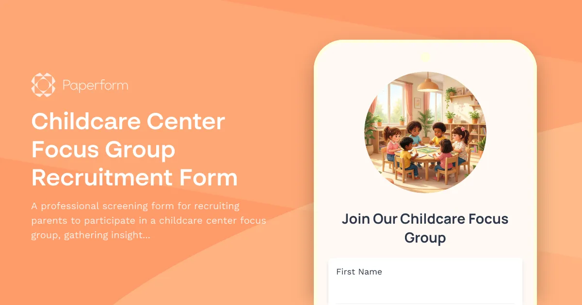 Childcare Center Focus Group Recruitment Form