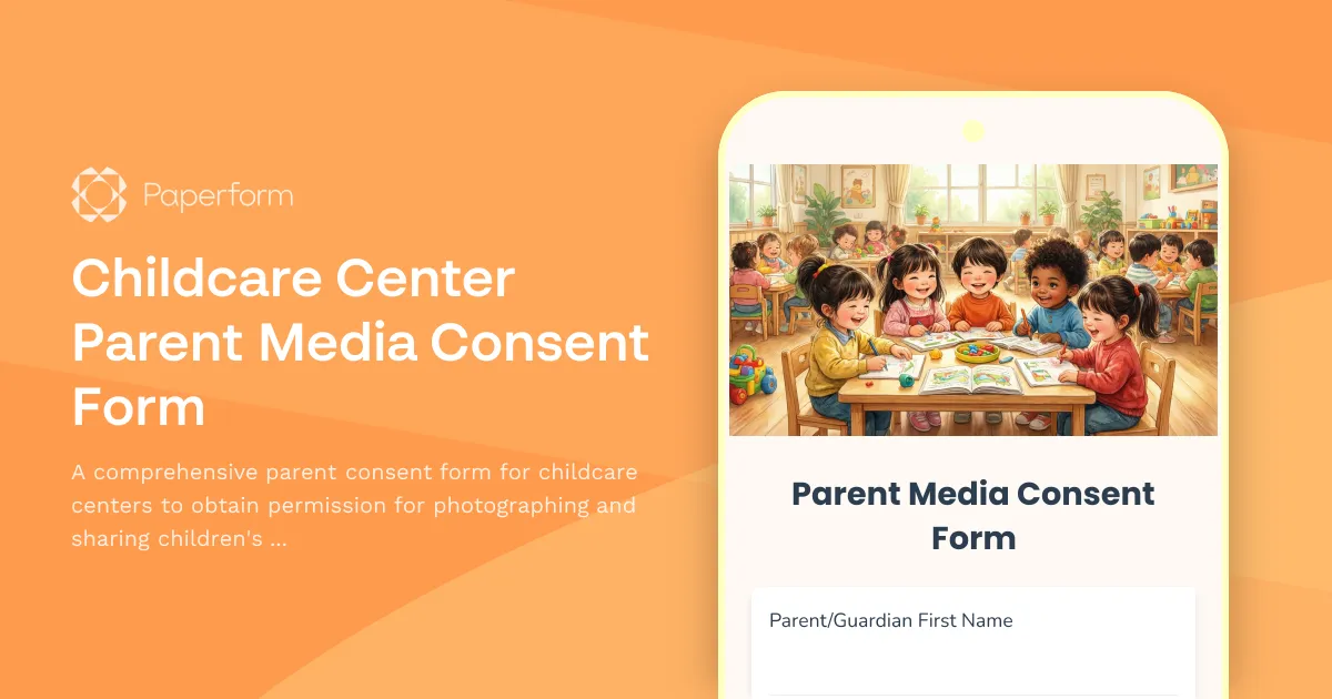 Childcare Center Parent Media Consent Form