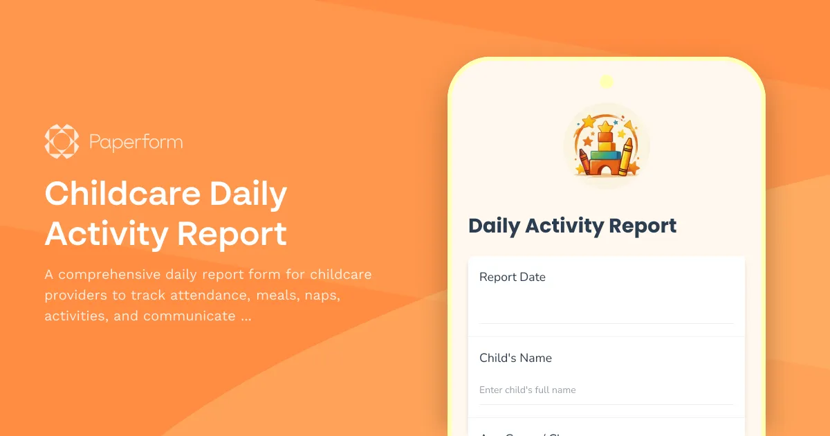 Childcare Daily Activity Report