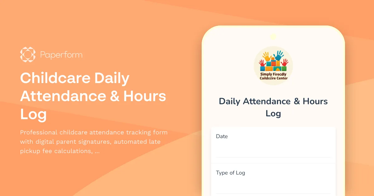 Childcare Daily Attendance & Hours Log
