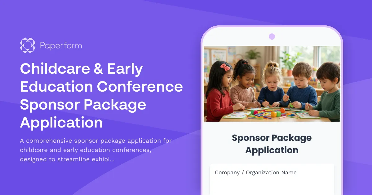 Childcare & Early Education Conference Sponsor Package Application