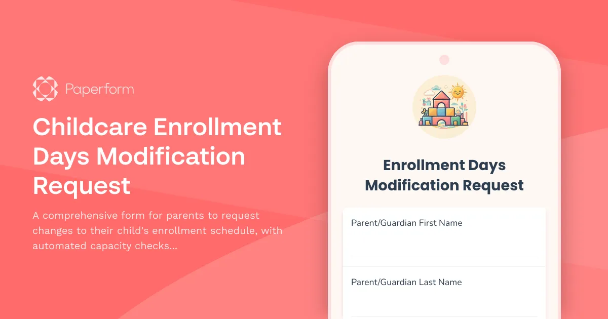 Childcare Enrollment Days Modification Request