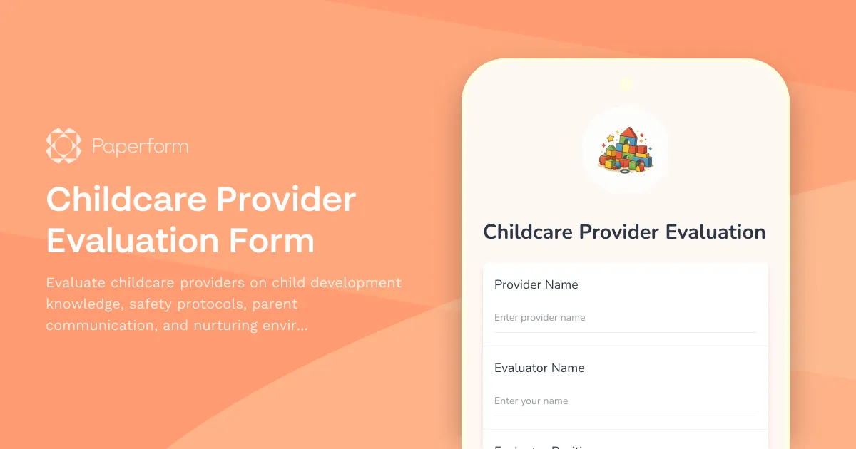 Childcare Provider Evaluation Form