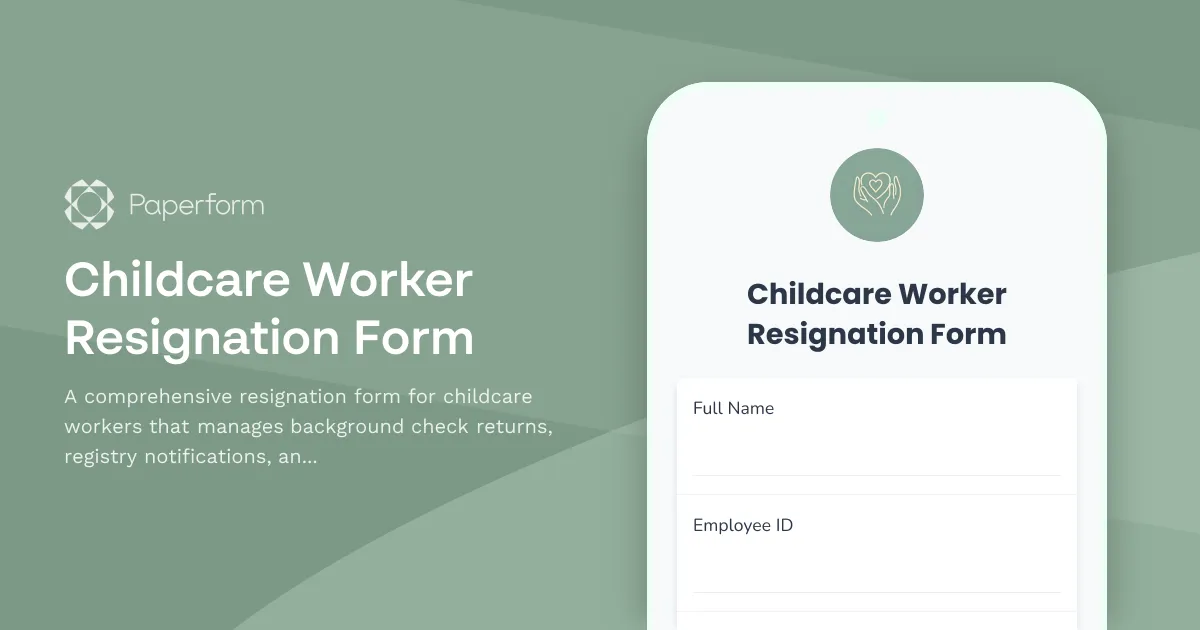 Childcare Worker Resignation Form
