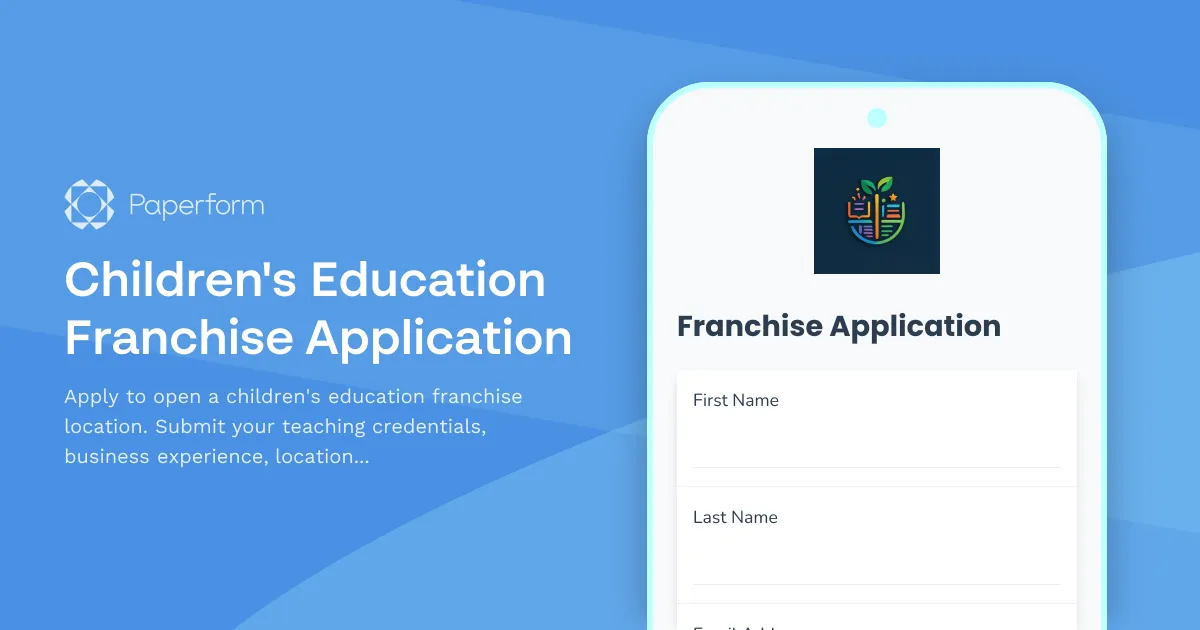 Children's Education Franchise Application