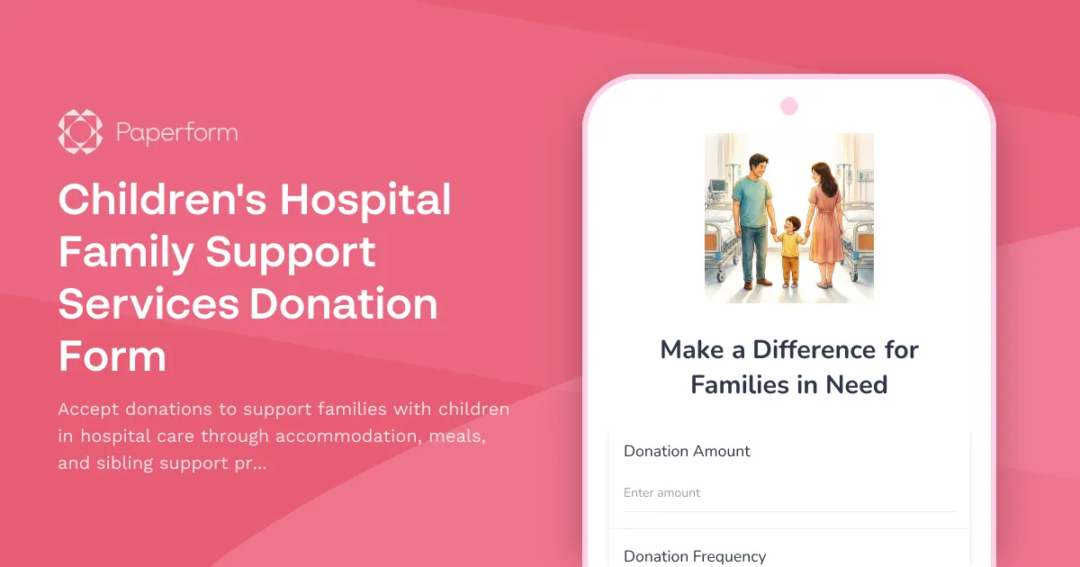 Children's Hospital Family Support Services Donation Form