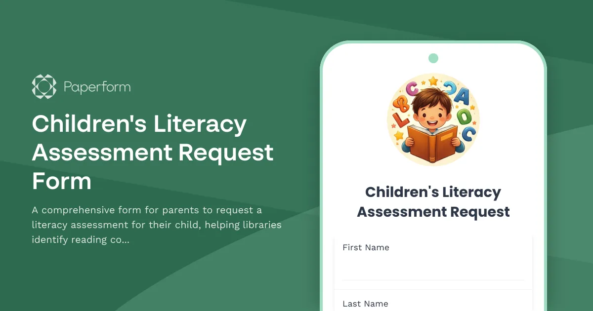 Children's Literacy Assessment Request Form
