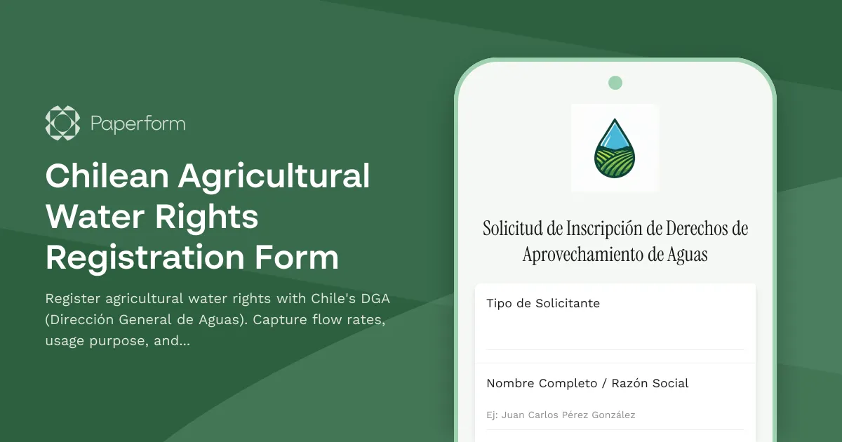 Chilean Agricultural Water Rights Registration Form
