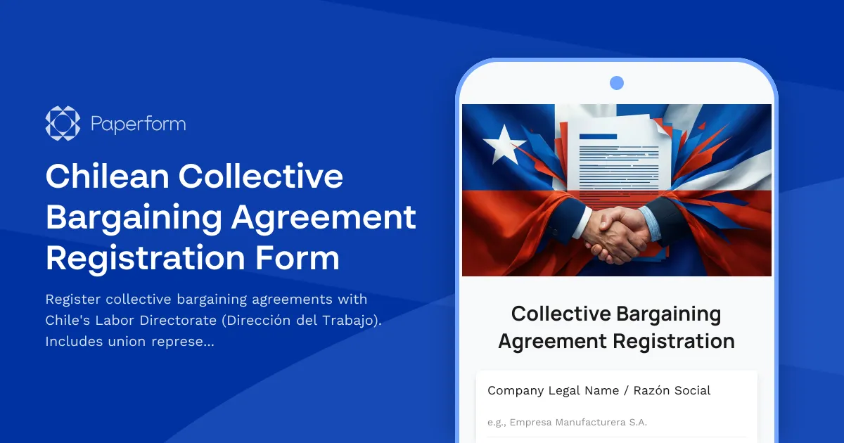 Chilean Collective Bargaining Agreement Registration Form