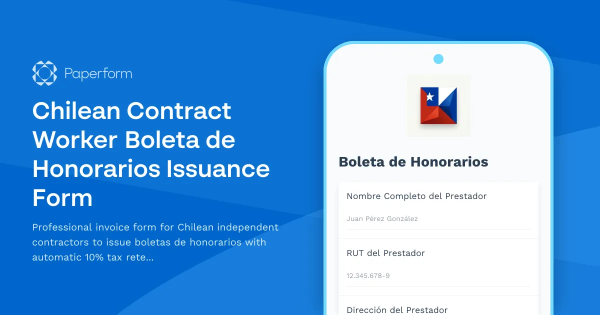 Chilean Contract Worker Boleta de Honorarios Issuance Form