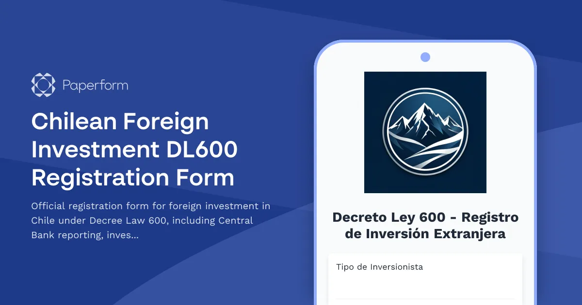 Chilean Foreign Investment DL600 Registration Form