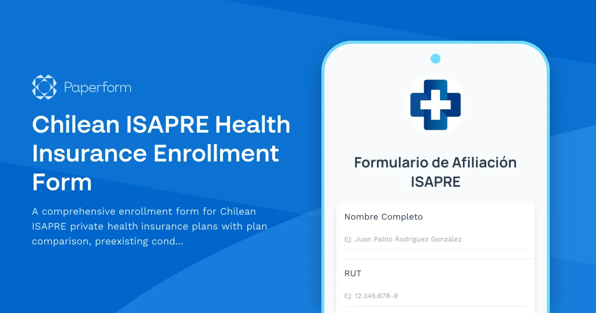 Chilean ISAPRE Health Insurance Enrollment Form
