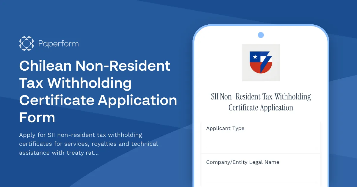 Chilean Non-Resident Tax Withholding Certificate Application Form