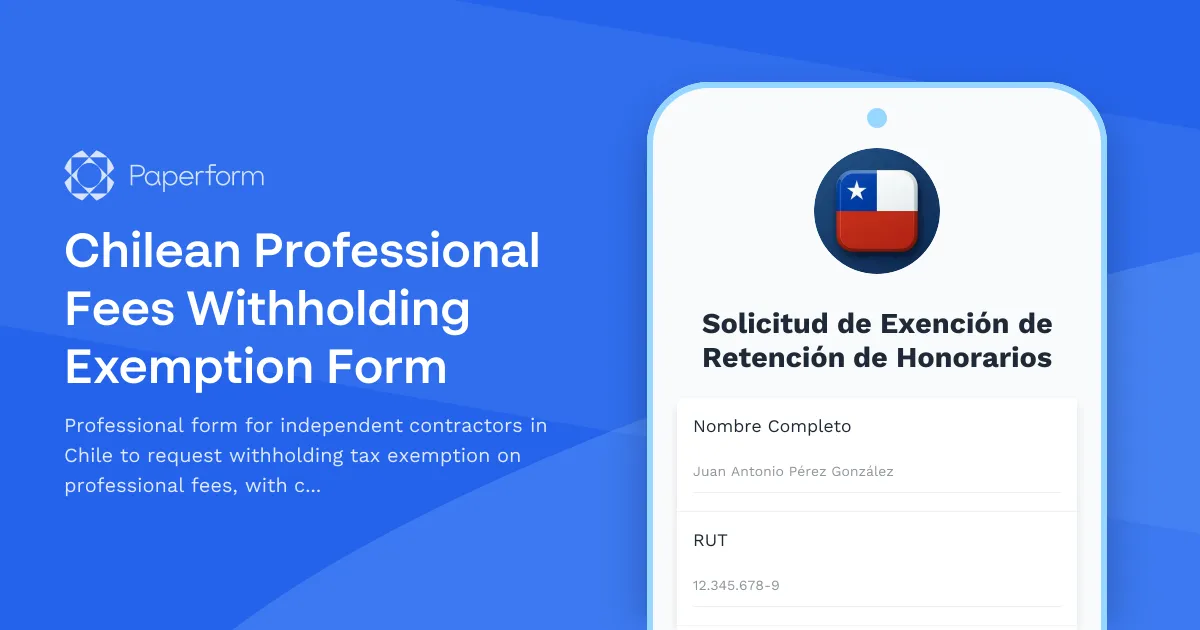 Chilean Professional Fees Withholding Exemption Form