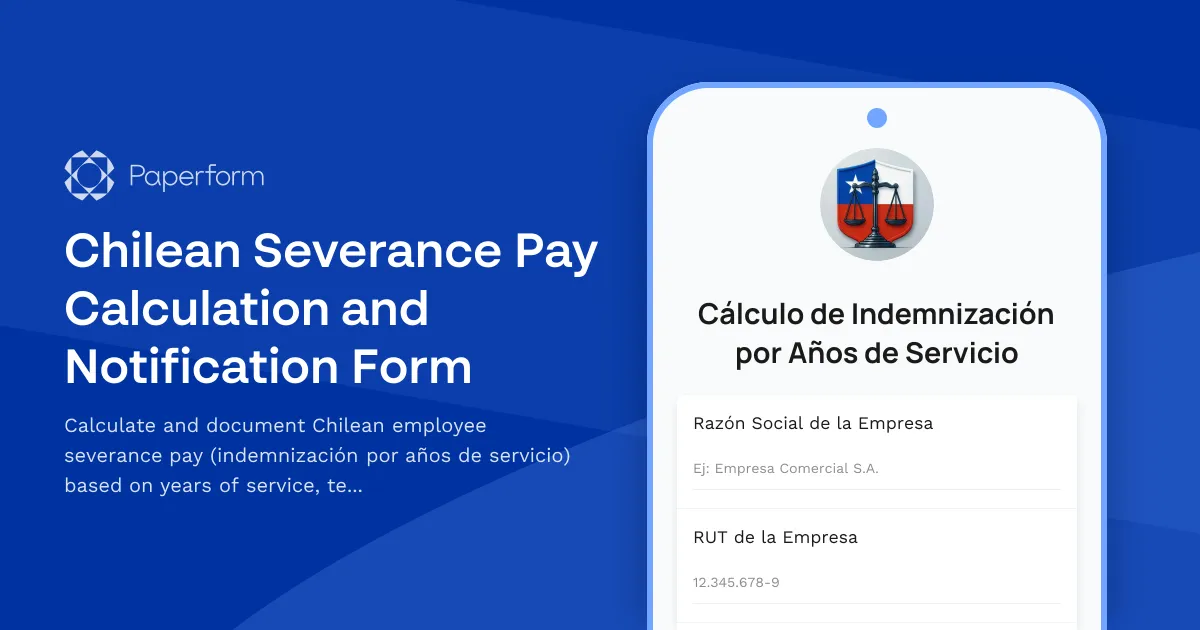 Chilean Severance Pay Calculation and Notification Form