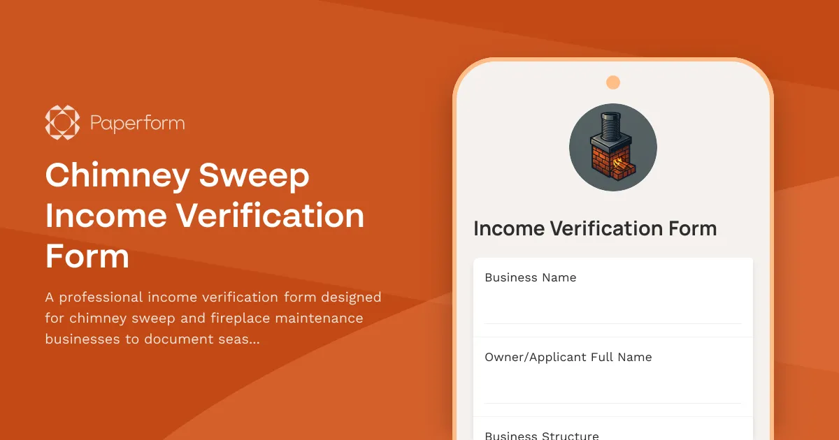 Chimney Sweep Income Verification Form