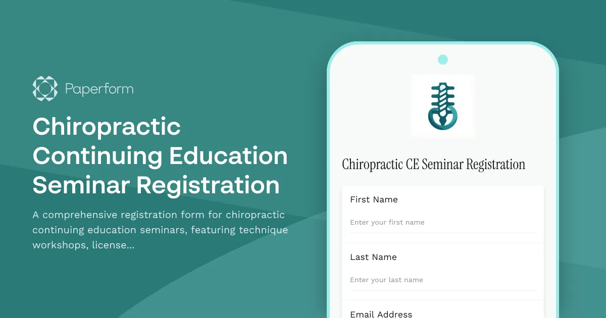 Chiropractic Continuing Education Seminar Registration