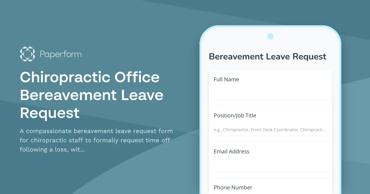 Chiropractic Office Bereavement Leave Request