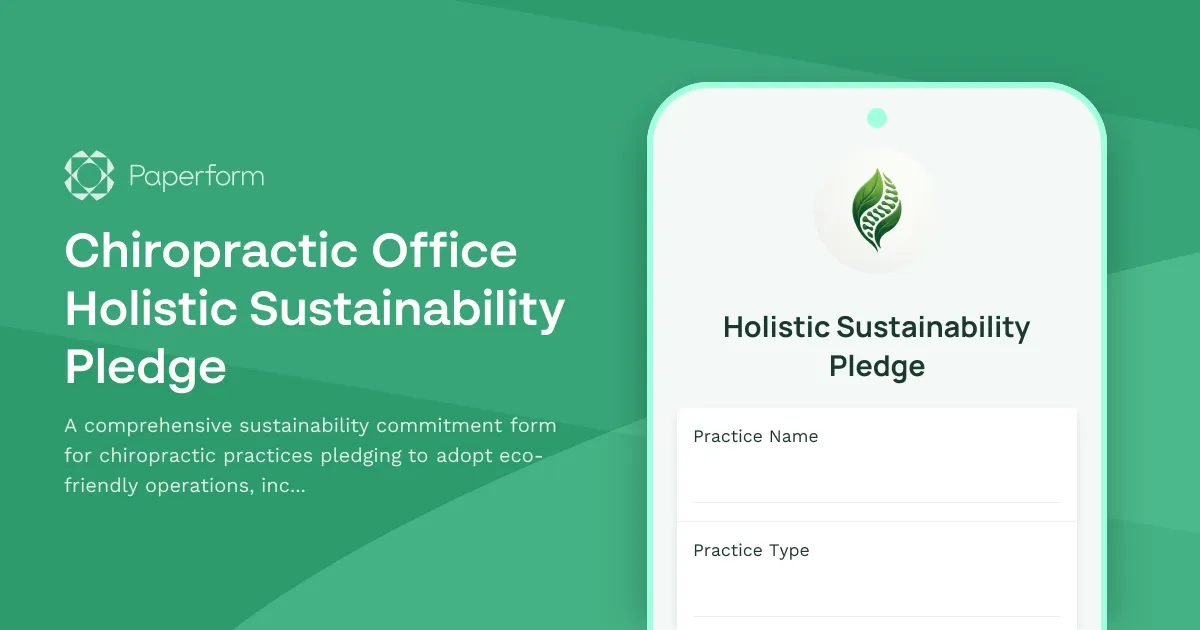 Chiropractic Office Holistic Sustainability Pledge