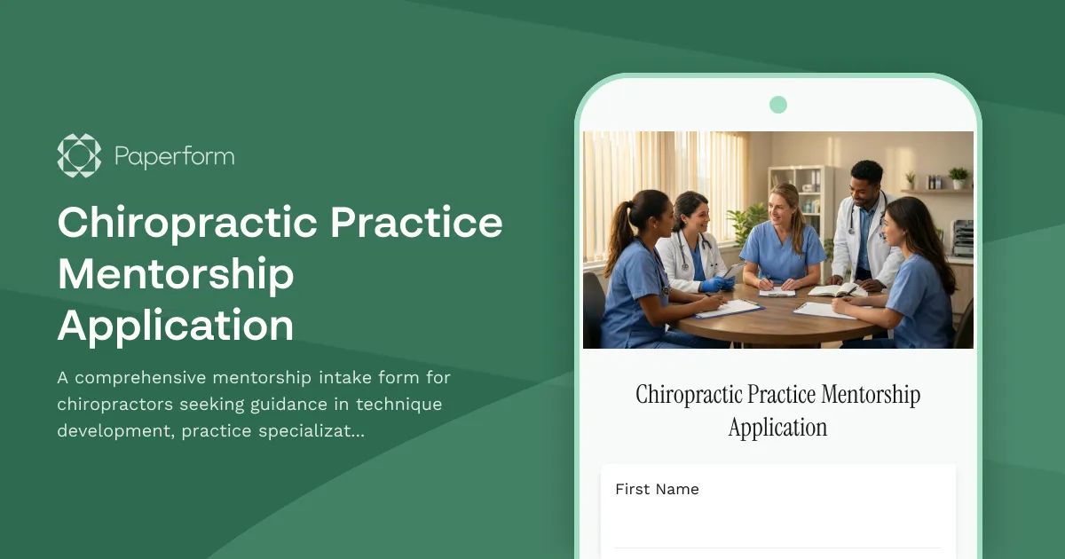 Chiropractic Practice Mentorship Application