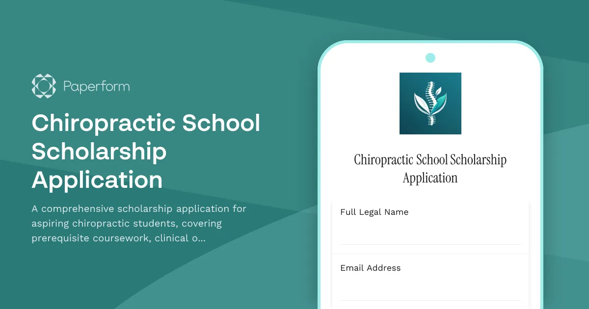 Chiropractic School Scholarship Application